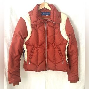 Vintage Retro 1970's Obermeyer Women's Rust  and Cream Puffer Jacket cozy